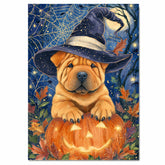 Shar Pei Dog Autumn Maple Leaf Canvas Prints Decorations for Thanksgiving Gifts Ideas for Living Room on Ready to Hang 1.5" Thick Canvas Wrap, Floating Framed Canvas, Flat Rolled Canvas